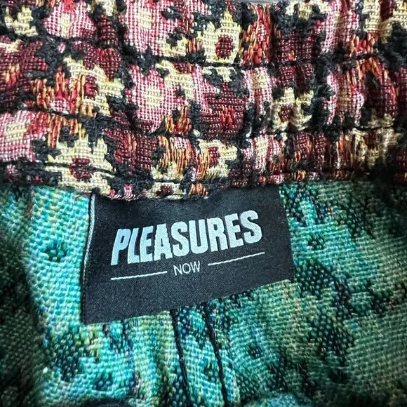 Pleasures Helium Woven Men’s Shorts Floral Tapestry Print Embroidered Size M